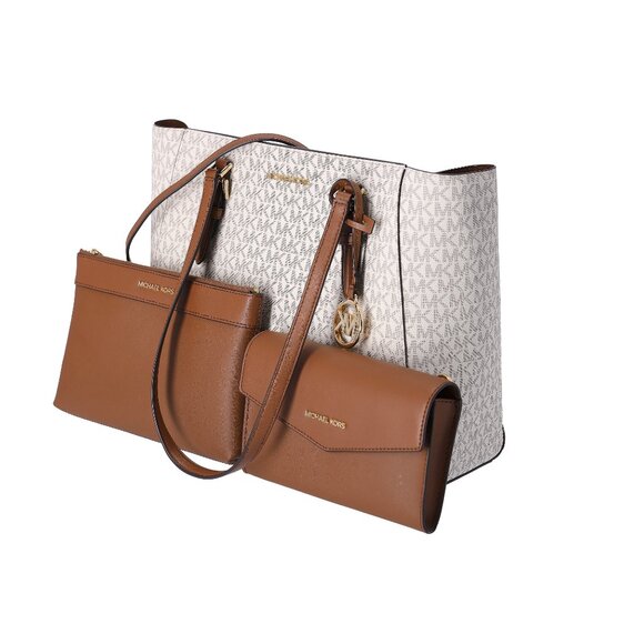 Michael Kors Charlotte Large Leather 3-in-1 Tote Crossbody Handbag Vanilla MK - Picture 4 of 14